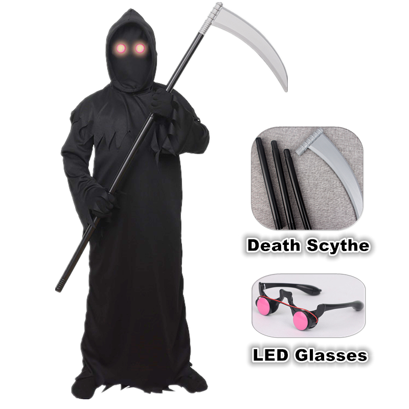 Black Face Mask Pack - Disfraz de Halloween del Grim Reaper,