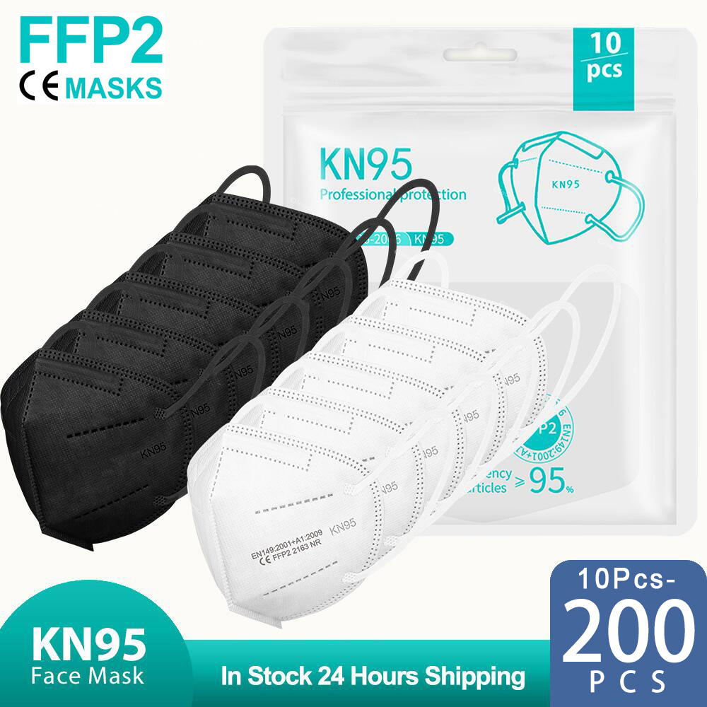 Disposable Surgical Mask - 10-200 Uds mascarillas fpp2 negro KN95